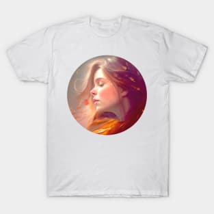 abstract girl painting, pretty woman with long red hair T-Shirt